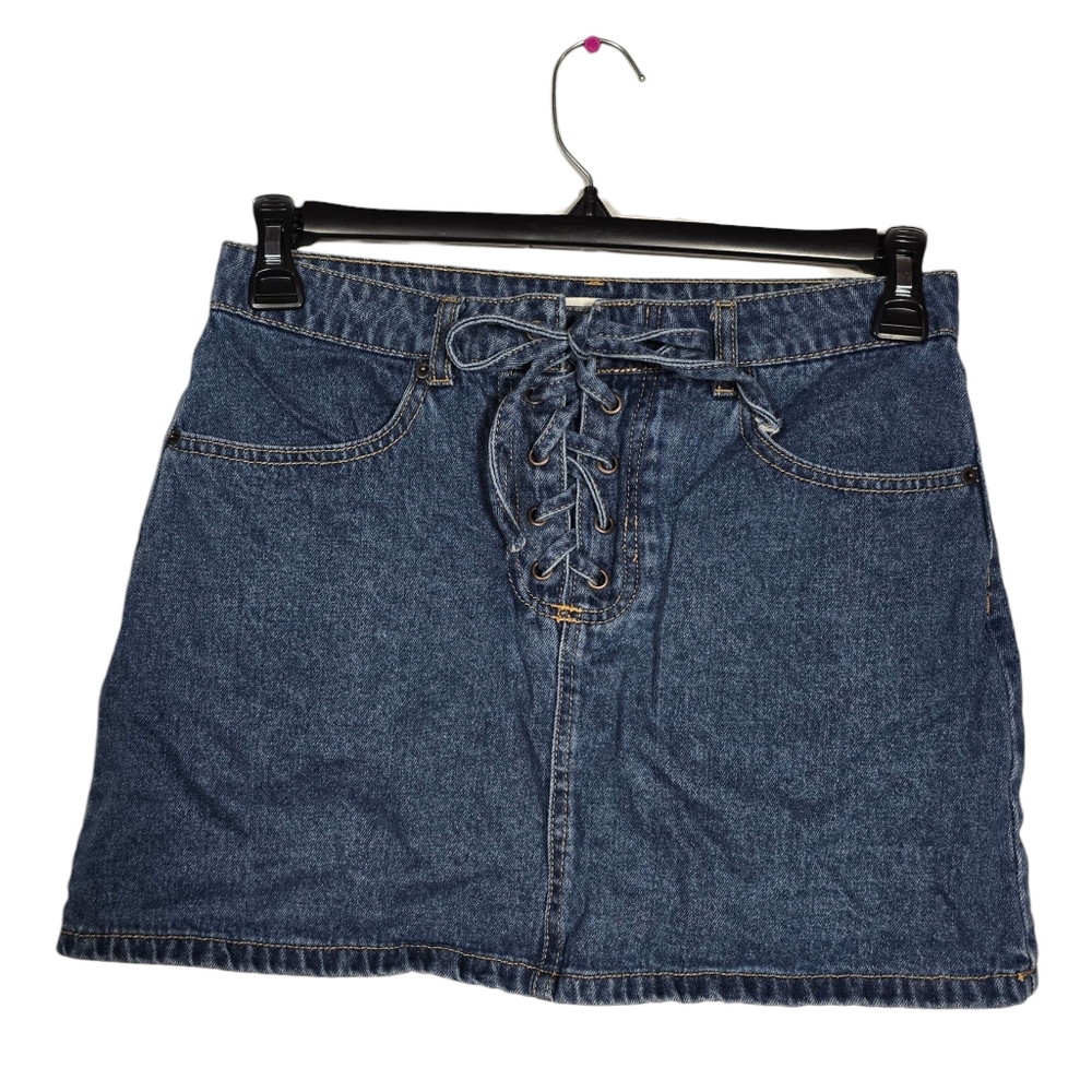 Forever 21 Size 29 Blue Denim Lace-Up Mini Skirt